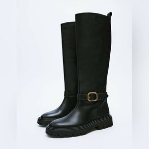 Zara Leather Knee High Boots - Size 7.5
